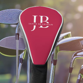 Classic Elegant Monogram und Name Red Golf Headcover
