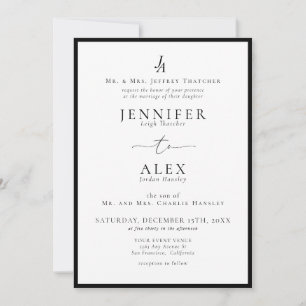 Classic Elegant Monogram Wedding Einladung
