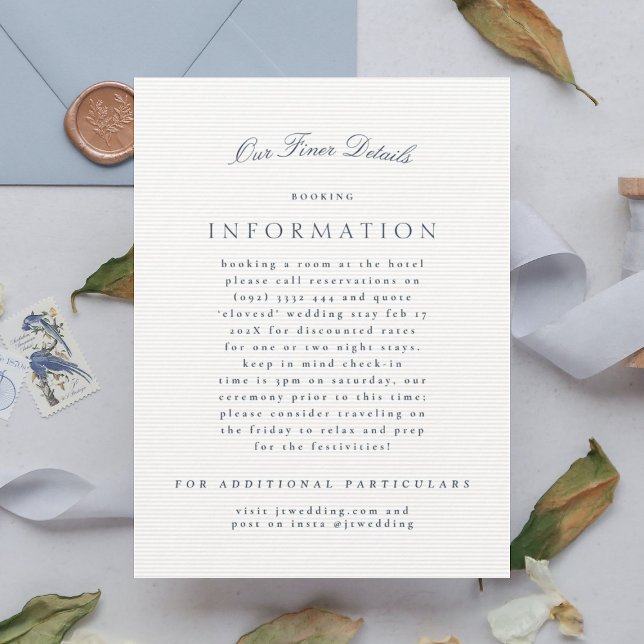 Classic Elegant Navy Blauer feierliche Hochzeit Begleitkarte (Von Creator hochgeladen)