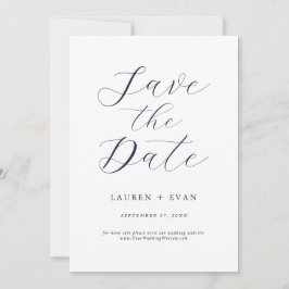 Classic Elegant Navy Blue Romantic Save the Date Einladung