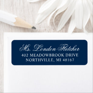 Classic Elegant Navy Blue Wedding Rücksendeadresse
