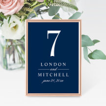 Classic Elegant Navy Blue Wedding Tischnummer