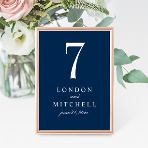 Classic Elegant Navy Blue Wedding Tischnummer