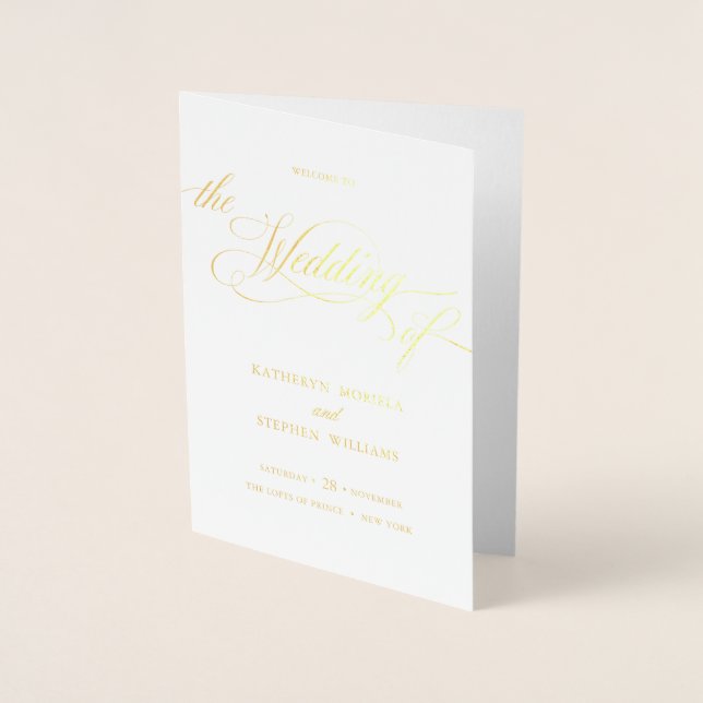 Classic Elegant Real Foil Wedding Program Booklet Folienkarte (Vorderseite)