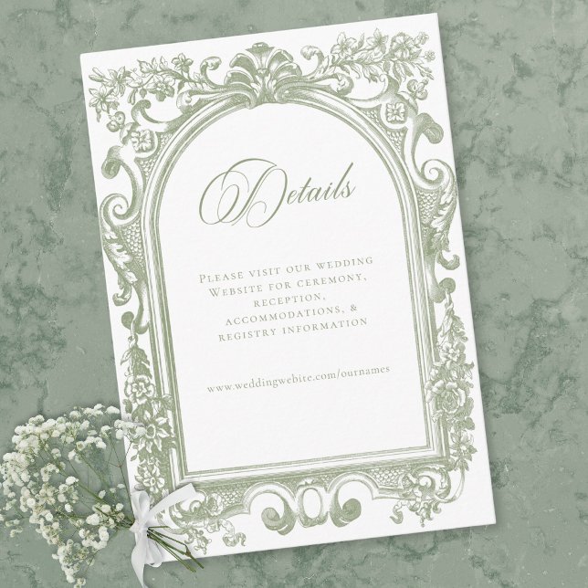 Classic Elegant Sage Arch Floral Frame Wedding Begleitkarte (Classic Elegant Sage Arch Floral Frame Wedding Enclosure Card)