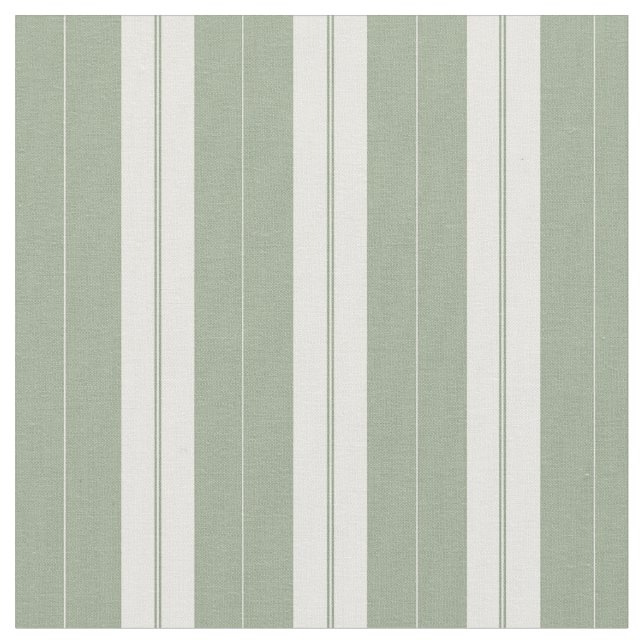 Classic Elegant Sage Green French Ticking Strip Stoff (Nahaufnahme)