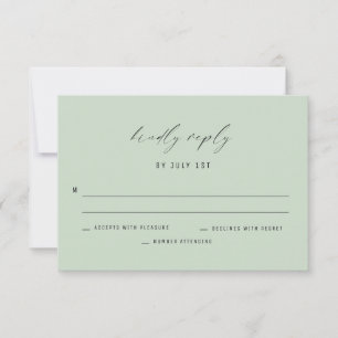 Classic Elegant Sage Green Wedding Repcard Einladung