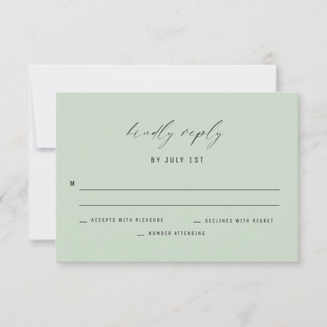 Classic Elegant Sage Green Wedding Repcard Einladung (Vorderseite)