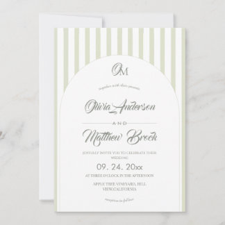 Classic Elegant⎮Sage Stripe Wedding  Invitation Einladung