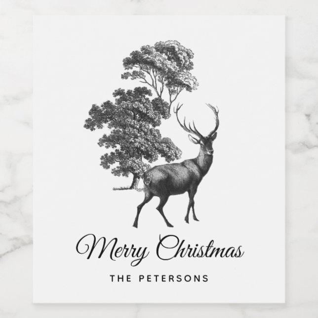 Classic Elegant Schwarz-weiß Toile Dez Weinetikett (Einzelnes Label)