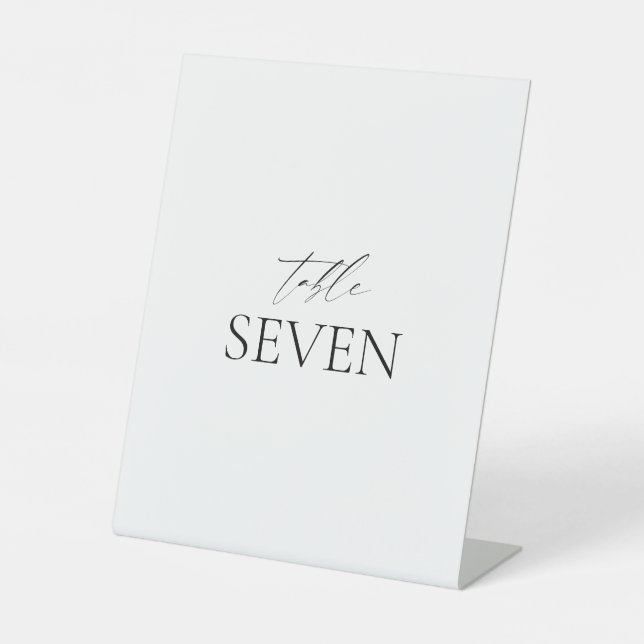 Classic Elegant Schwarz-weiß Wedding Tischnummer P Sockelschild (Vorderseite)