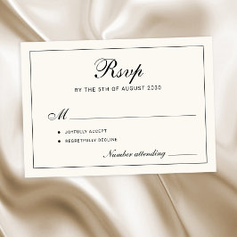 Classic elegant script black and ivory wedding RSVP karte
