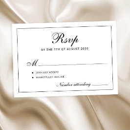 Classic elegant script black and white wedding RSVP karte