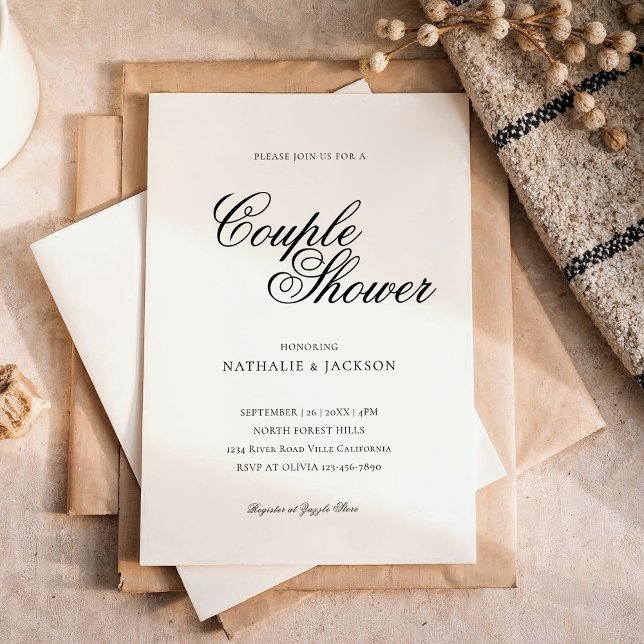Classic Elegant Script Couple Shower Invitation Einladung (Von Creator hochgeladen)