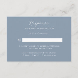 Classic Elegant Script Dusty Blue Wedding Rsvp Begleitkarte