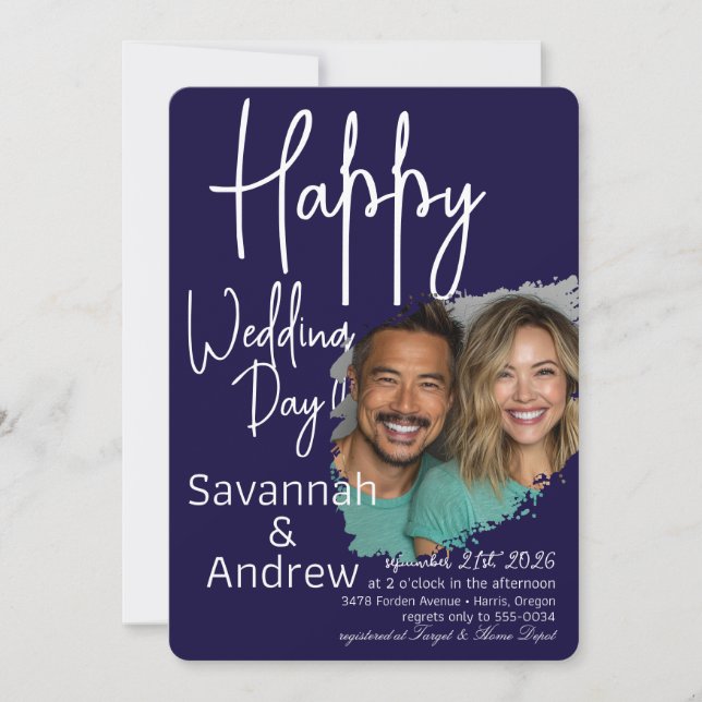 Classic Elegant Script Hochzeit Einladung (Vorderseite)