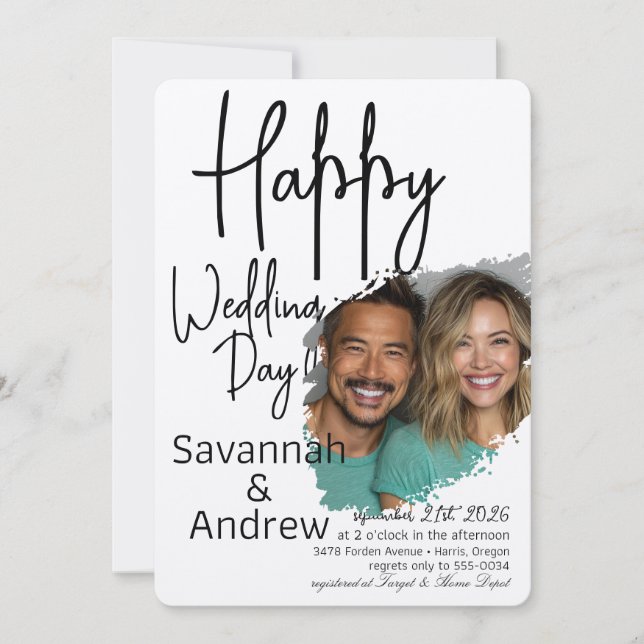 Classic Elegant Script Hochzeit Einladung (Vorderseite)