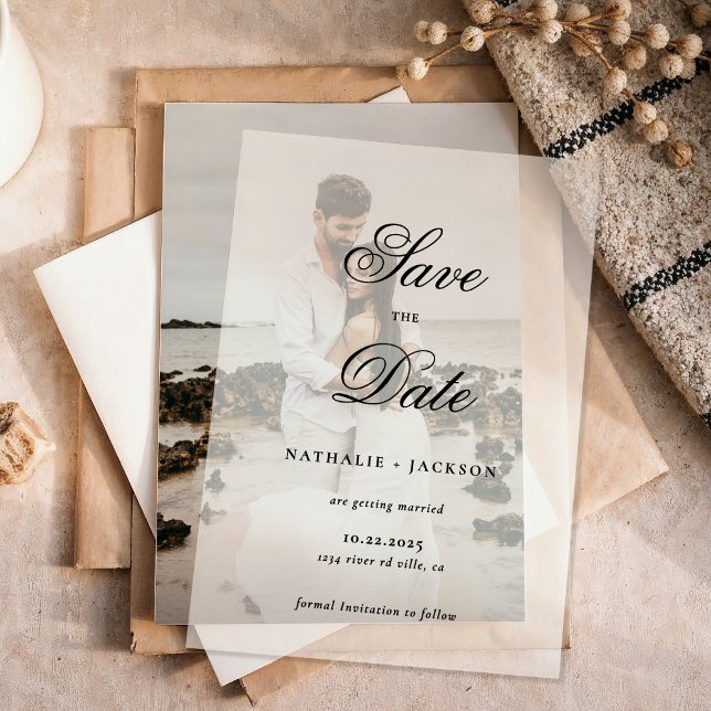 Classic Elegant Script Photo Wedding Save the Date (Von Creator hochgeladen)