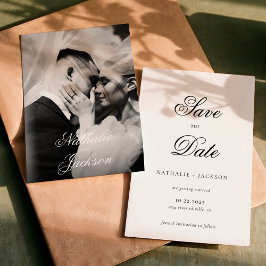 Classic Elegant Script Photo Wedding Save the Date