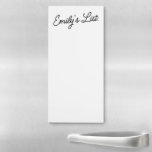 Classic Elegant Script To Do List   Name Magnetischer Notizblock<br><div class="desc">This classic notepad design features a white background with chic black script. Great as a personalized to do list but can be edited to just have a phrase as well. This notepad also makes a wonderful gift for kids,  moms,  and grandparents!</div>