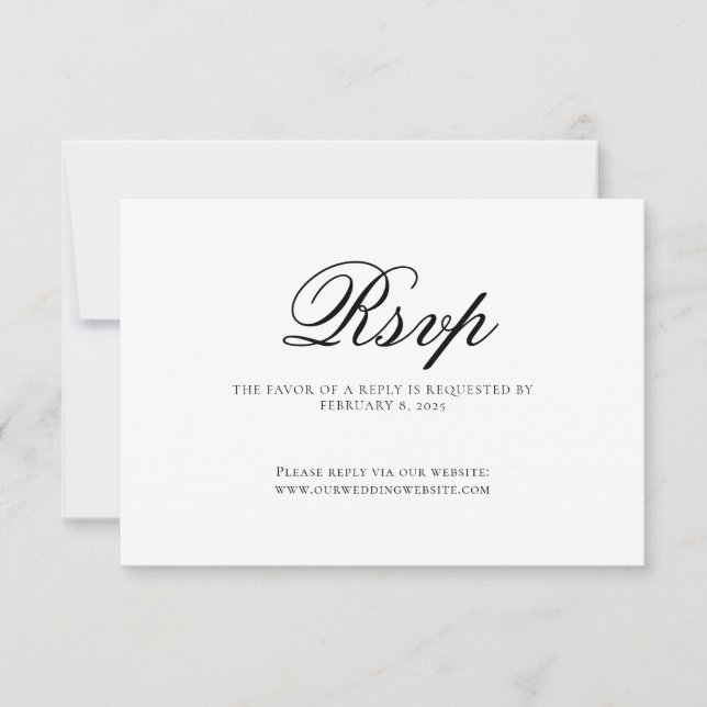 Classic Elegant Script Wedding RSVP Karte (Vorderseite)
