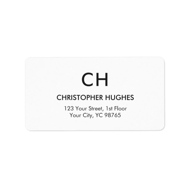 Classic Elegant Simple White Monogram Adressaufkleber (Vorne)