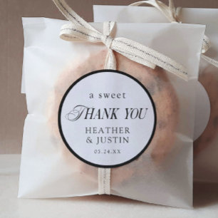 Classic Elegant Sweet Danke Gastgeschenk Hochzeit Runder Aufkleber