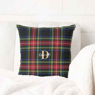 Classic Elegant Tartan Monogram Name Christmas Kissen