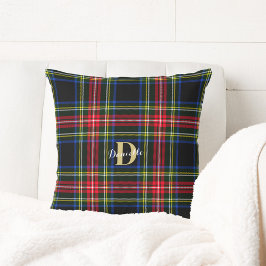Classic Elegant Tartan Monogram Name Christmas Kissen