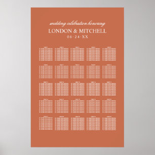 Classic Elegant Terracotta Orange Wedding Monogram Poster