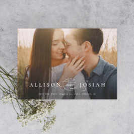 Classic Elegant Typografy Names Foto Wedding Sav Magneteinladung