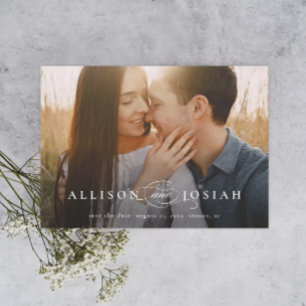 Classic Elegant Typografy Names Foto Wedding Sav Magneteinladung