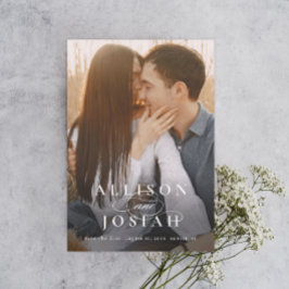 Classic Elegant Typografy Names Foto Wedding Sav Magneteinladung