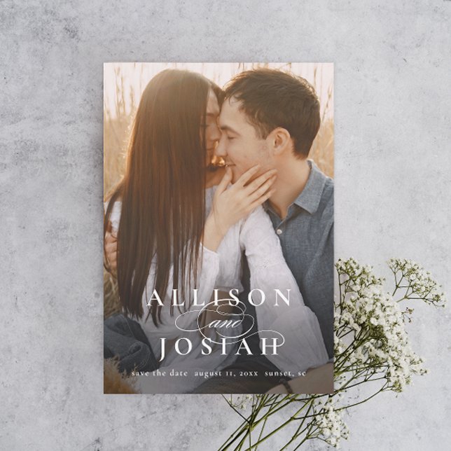 Classic Elegant Typografy Names Foto Wedding Sav Magneteinladung (Von Creator hochgeladen)