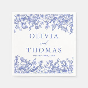 Classic Elegant Viktorianisch Blue Floral Wedding Serviette