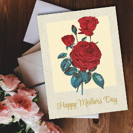 Classic Elegant Vintage Red Roses Mother's Day Postkarte