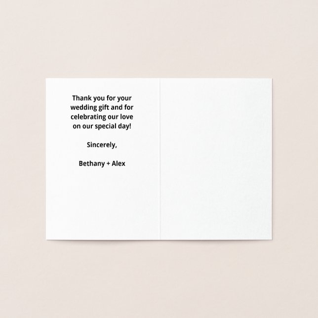 Classic Elegant Wedding Dankeschön Card Folienkarte (Innenseite)
