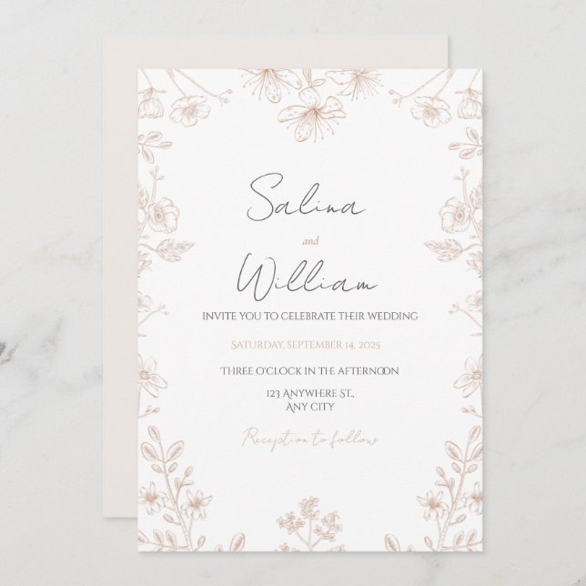 Classic Elegant Wedding Invitation | Timeless  Einladung (Vorne/Hinten)