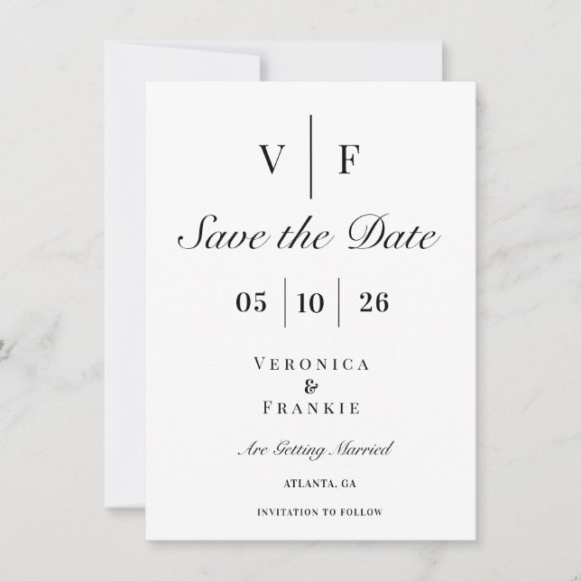 Classic Elegant Wedding Save the Date (Vorderseite)