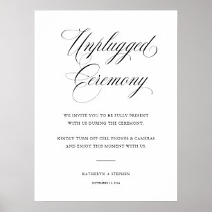 Classic Elegant Wedding Unplugged Ceremony Sign Poster