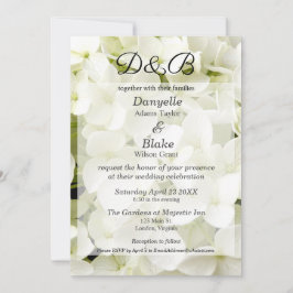 Classic Elegant White Hydrangea Monogram Einladung