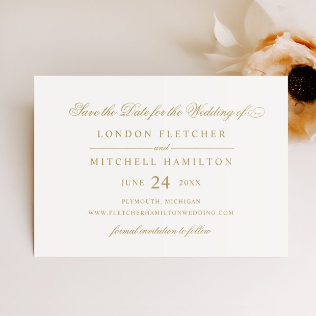 Classic Elegante Antique Gold Wedding Save The Date (Von Creator hochgeladen)