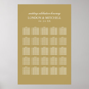 Classic Elegante Antique Gold Wedding Seating Poster