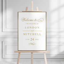 Classic Elegante Antique Gold Wedding Willkommen Poster