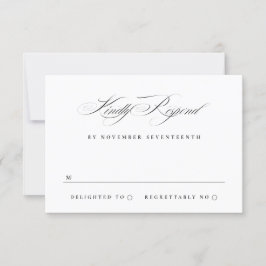 Classic Elegante Calligrafy Black Krawatte Wedding RSVP Karte