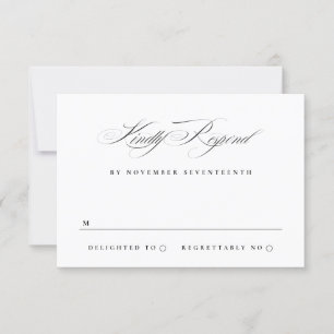 Classic Elegante Calligrafy Black Krawatte Wedding RSVP Karte