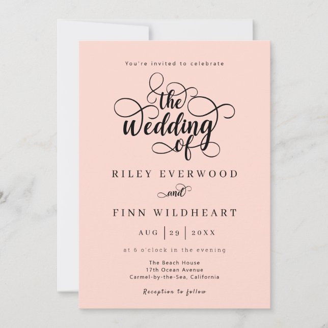 Classic Elegante Calligrafy Wedding Einladung (Vorderseite)