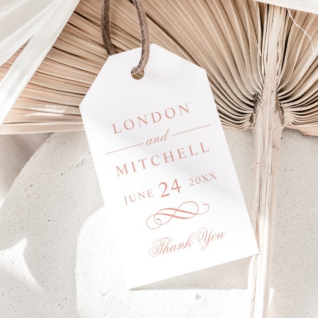 Classic Elegante Rose Gold Custom Wedding Monogram Geschenkanhänger (Von Creator hochgeladen)