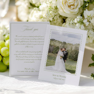 Classic Elegante Sage Green Wedding Foto Dankeskarte