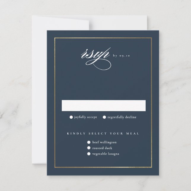 Classic Elegante Script Gold Wedding RSVP Karte (Vorderseite)